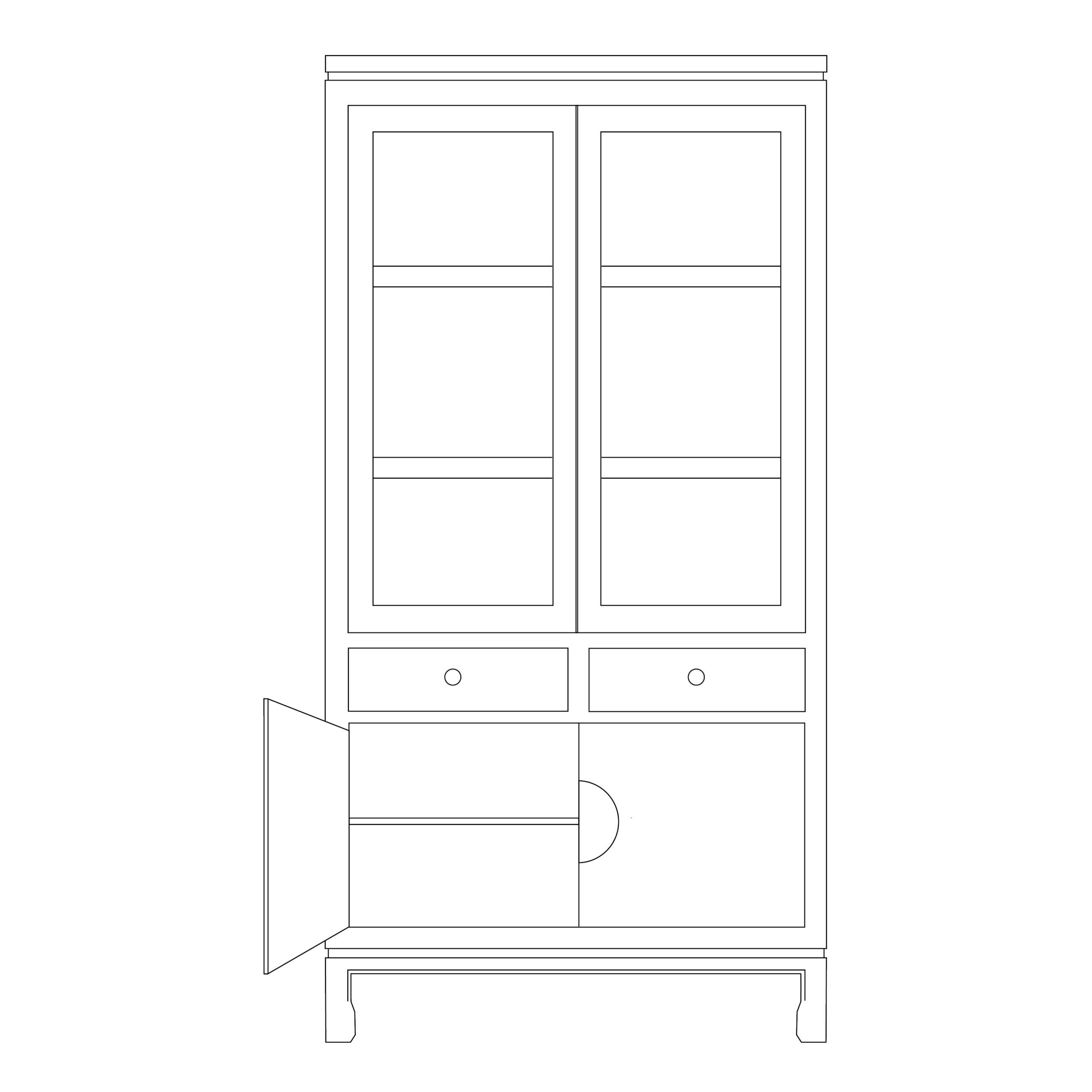 double happiness bookcase with glass doors - red egg furniture